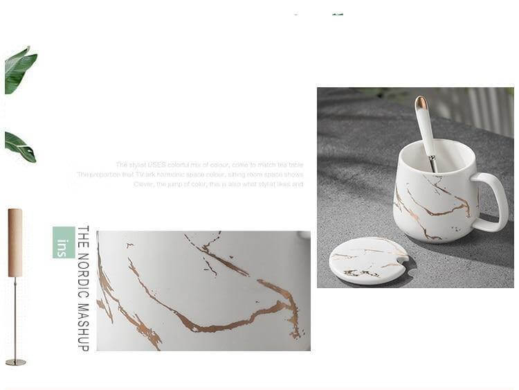 Lisslune | Elegant Marble Ceramic Coffee Mug Gift Set