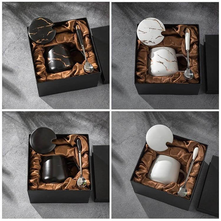 Lisslune | Elegant Marble Ceramic Coffee Mug Gift Set