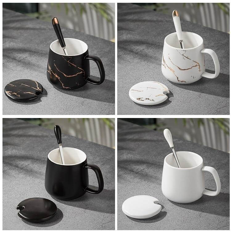 Lisslune | Elegant Marble Ceramic Coffee Mug Gift Set