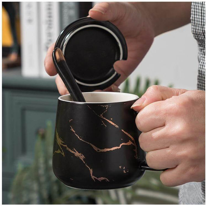 Lisslune | Elegant Marble Ceramic Coffee Mug Gift Set