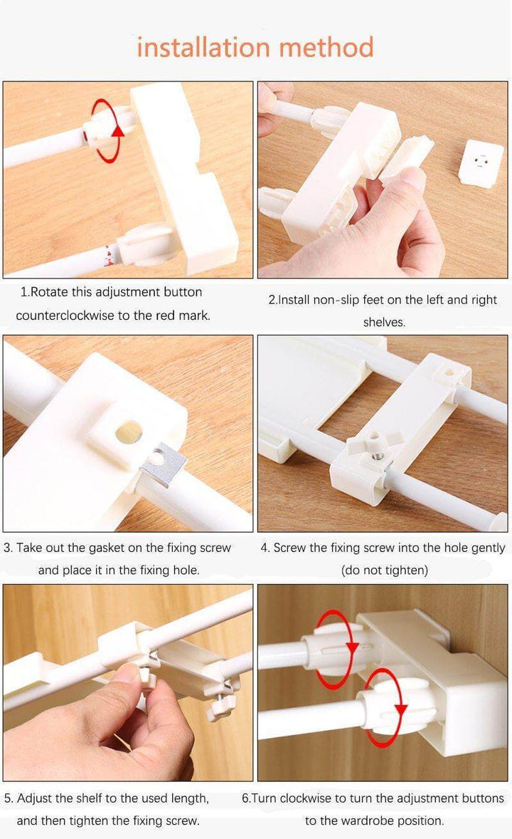 Lisslune | No-Drill Adjustable Kitchen Cabinet Organizer Rack