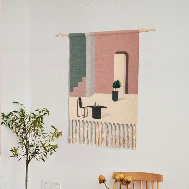 Lisslune | Handwoven Cotton Wall Tapestry with Geometric Pattern
