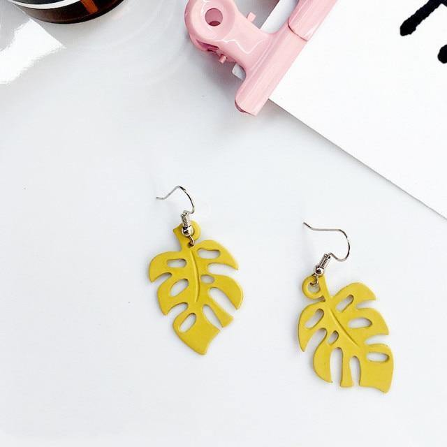 Lisslune | NatureChic Monstera Earrings | Dangle Style | Timeless Jewelry