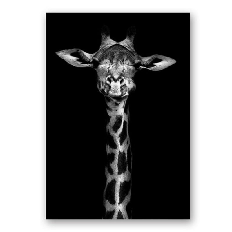 Lisslune | Nature Wild Animals Africa Wildlife Black White - Canvas Wall Art Painting