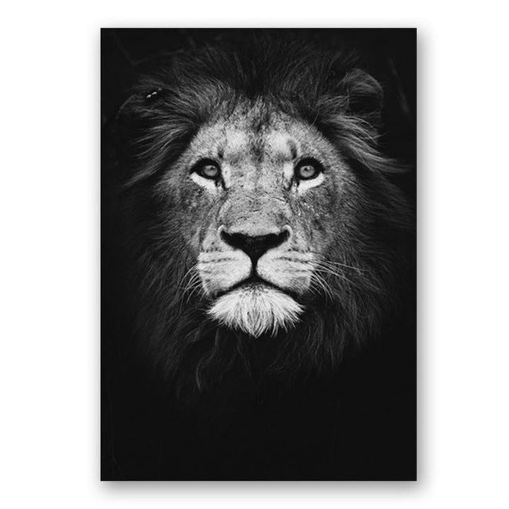 Lisslune | Nature Wild Animals Africa Wildlife Black White - Canvas Wall Art Painting