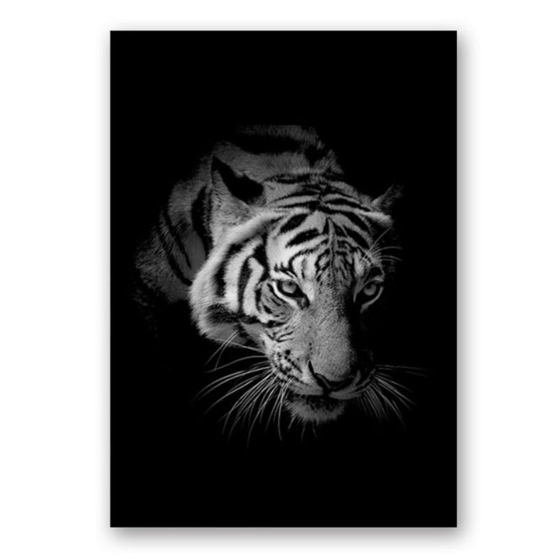 Lisslune | Nature Wild Animals Africa Wildlife Black White - Canvas Wall Art Painting
