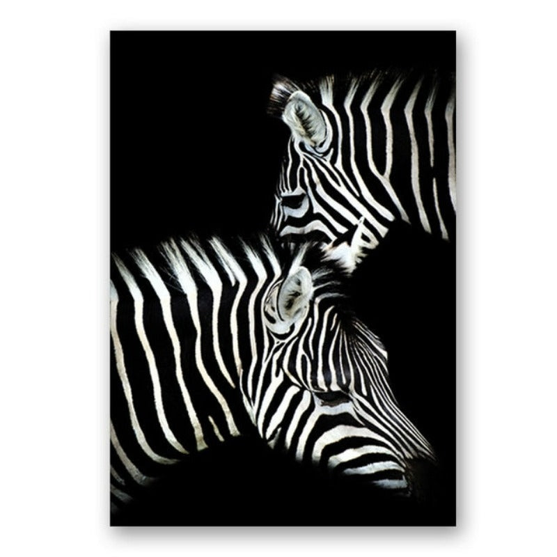 Lisslune | Nature Wild Animals Africa Wildlife Black White - Canvas Wall Art Painting