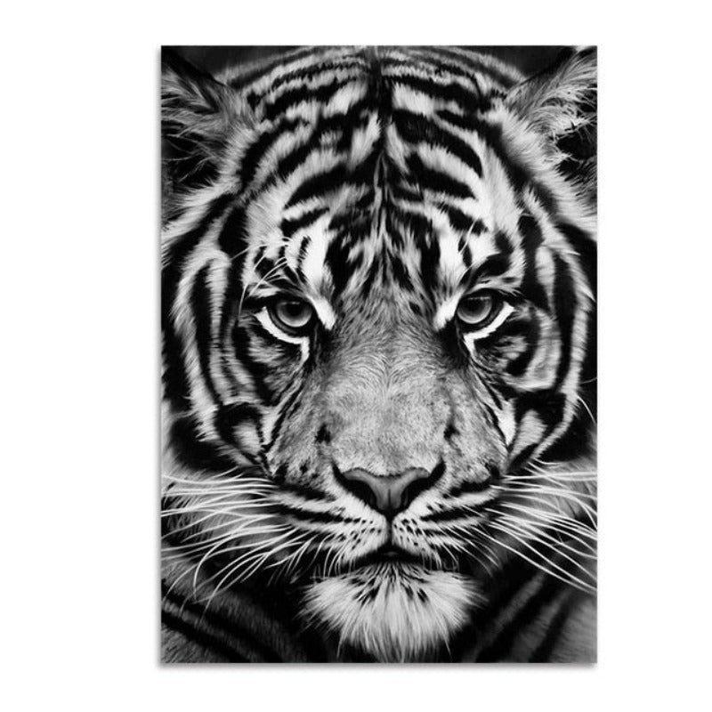 Lisslune | Nature Wild Animals Africa Wildlife Black White - Canvas Wall Art Painting