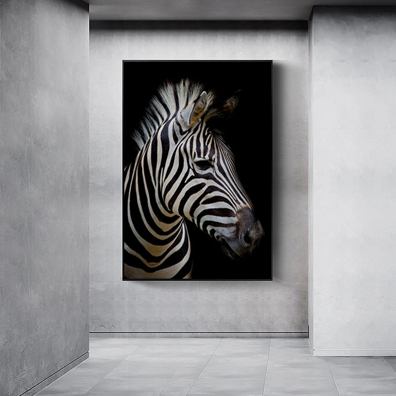 Lisslune | Nature Wild Animals Africa Wildlife Black White - Canvas Wall Art Painting