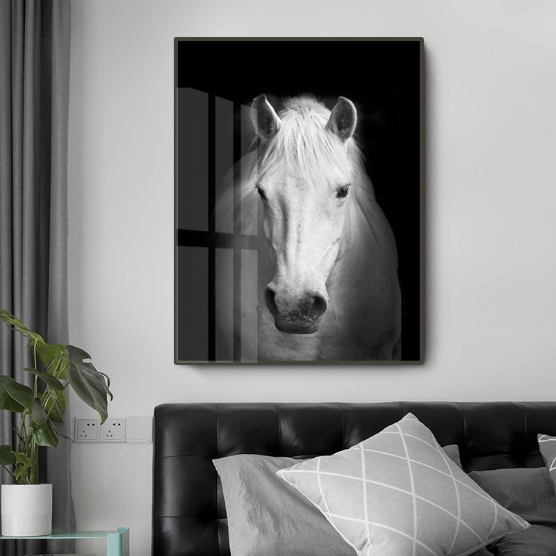 Lisslune | Nature Wild Animals Africa Wildlife Black White - Canvas Wall Art Painting