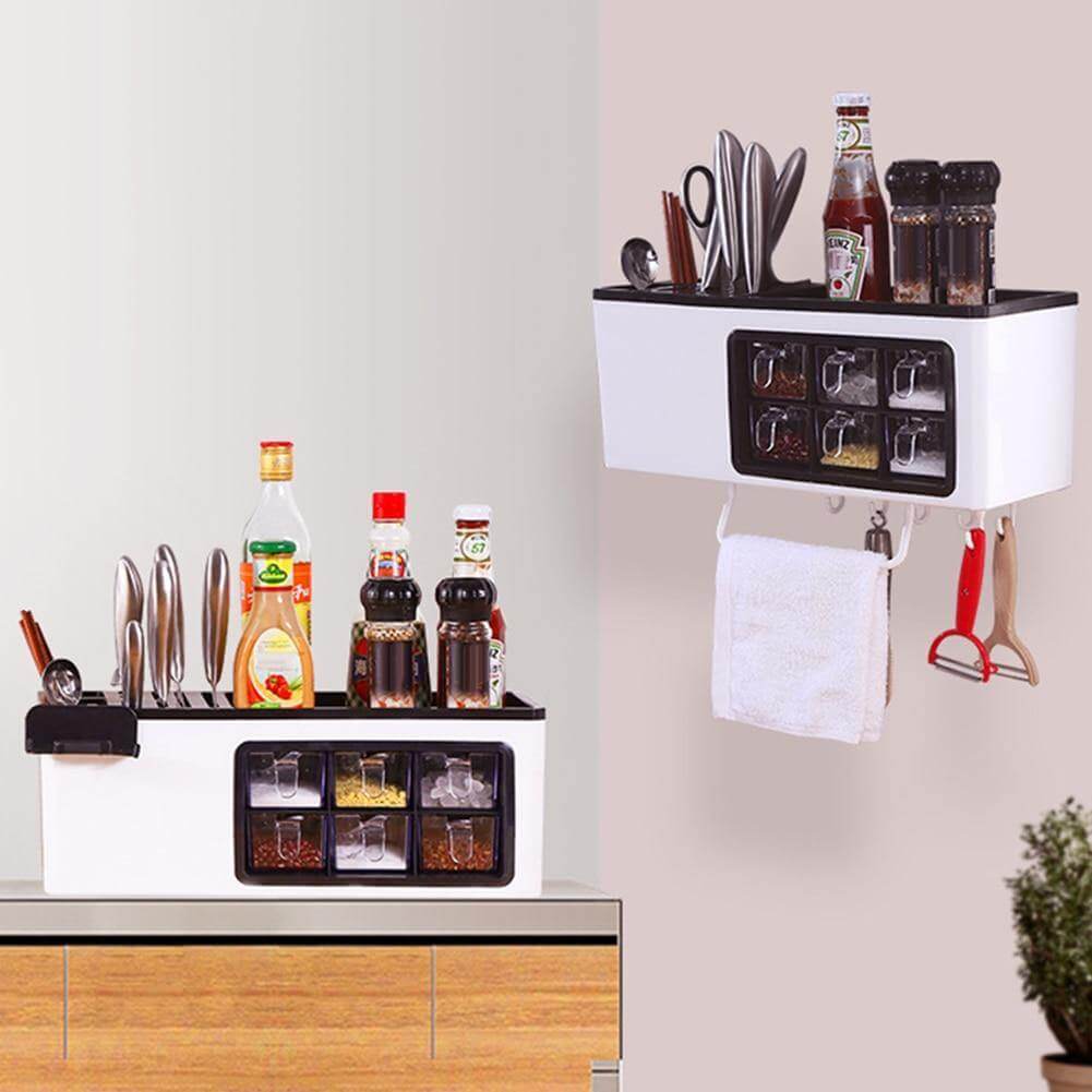 Lisslune | Multipurpose Useful Shelf Seasoning Storage Organizer with Phone Holder