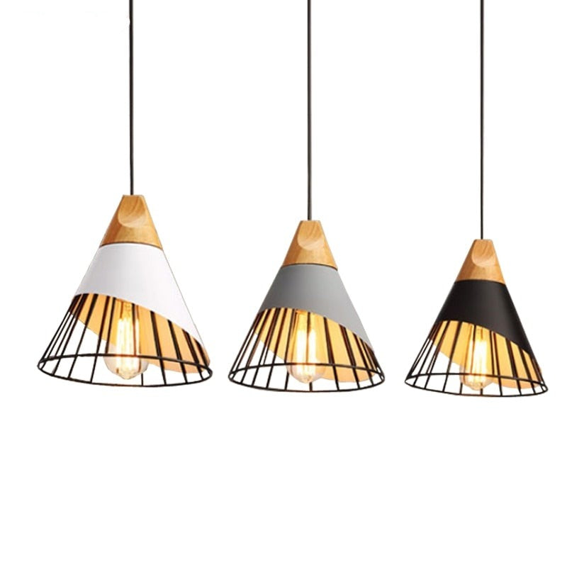 Lisslune | Modern Wooden Cone Pendant Lights