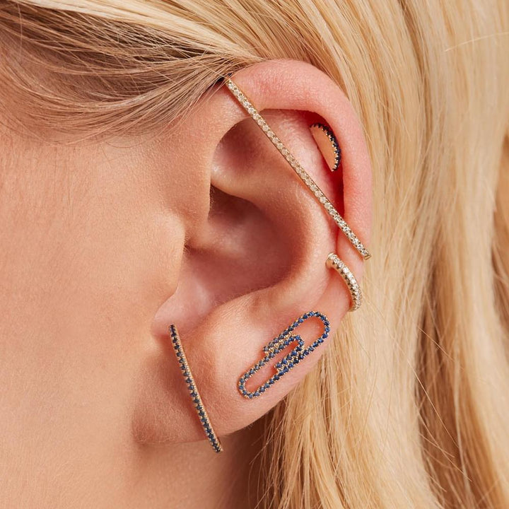 Lisslune | 1 piece ear white rainbow cz rectangle cuff earring