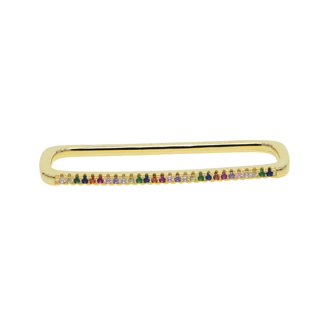 Lisslune | 1 piece ear white rainbow cz rectangle cuff earring