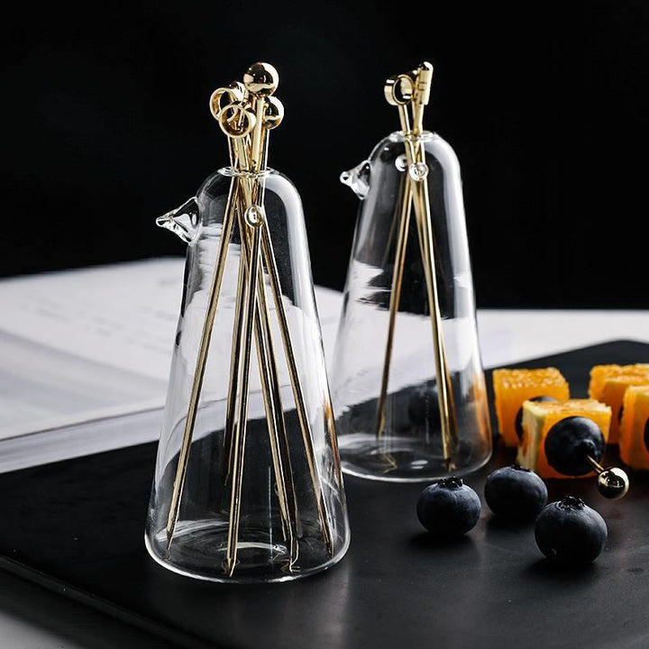 Lisslune | Elegant Stainless Steel Fruit Fork Jar
