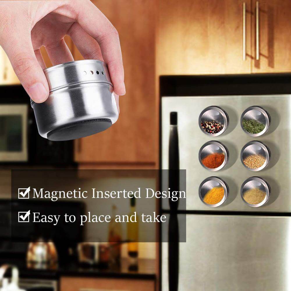 Lisslune | Magnetic Stainless Steel Seasoning Spice Jar Set
