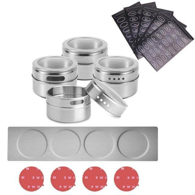 Lisslune | Magnetic Stainless Steel Seasoning Spice Jar Set