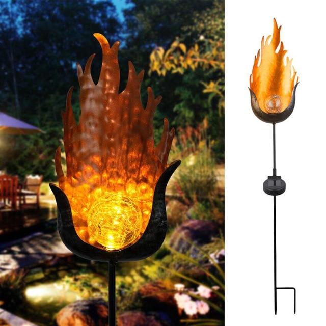 Lisslune | IgnisLuxe LED Garden Light with Artificial Flame Look | Solar Powered | Atmospheric Outdoor Lighting | Decor for Garden & Terrace