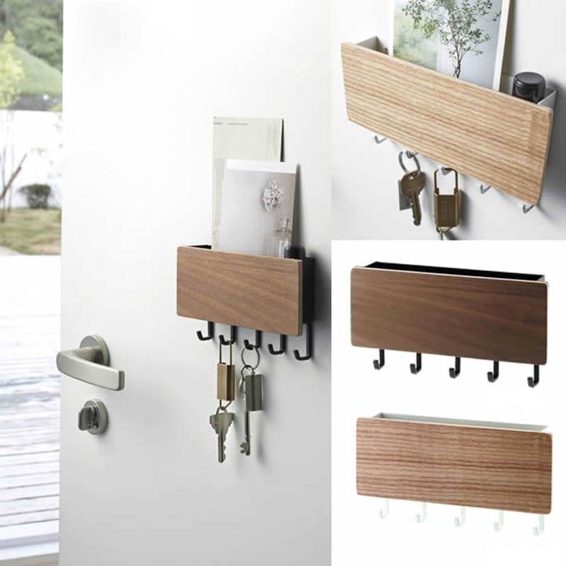 Lisslune | KeyOrganize Wood Key Holder Wall Shelf | Multifunctional & Stylish | Wall Decor & Storage
