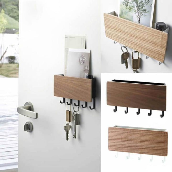 Lisslune | KeyOrganize Wood Key Holder Wall Shelf | Multifunctional & Stylish | Wall Decor & Storage
