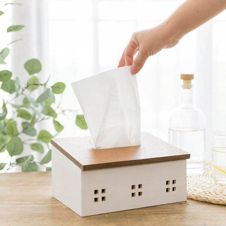 Lisslune | Wooden Nordic House Tissue Box