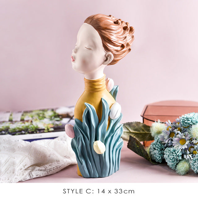 Lisslune | Nordic Bubble Bow-Knot Girl Sculpture Home Decor