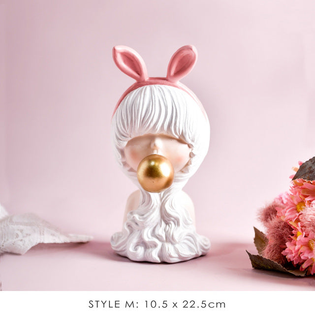 Lisslune | Nordic Bubble Bow-Knot Girl Sculpture Home Decor