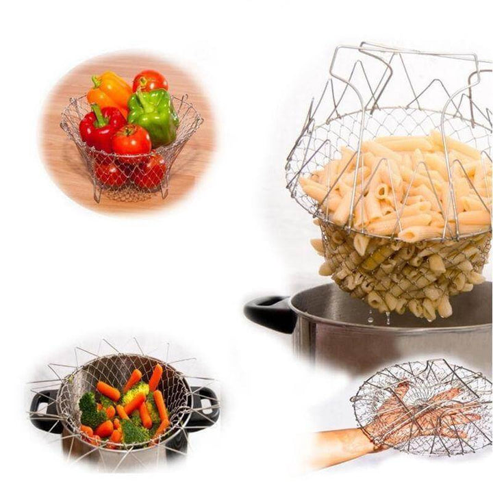 Lisslune | Multifunctional Stainless Steel Folding Deep Fry Drainer Basket