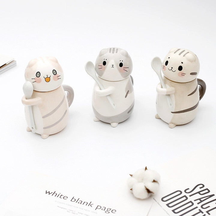 Lisslune | Cute Cat Handmade Coffee Mugs with Spoon
