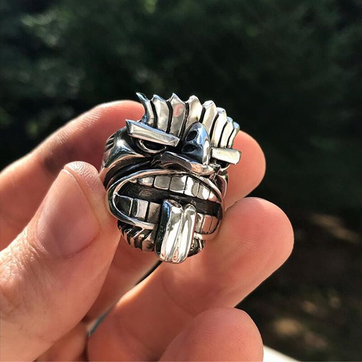 Lisslune | Māori Mythology Stainless Steel Tiki Totem Rings