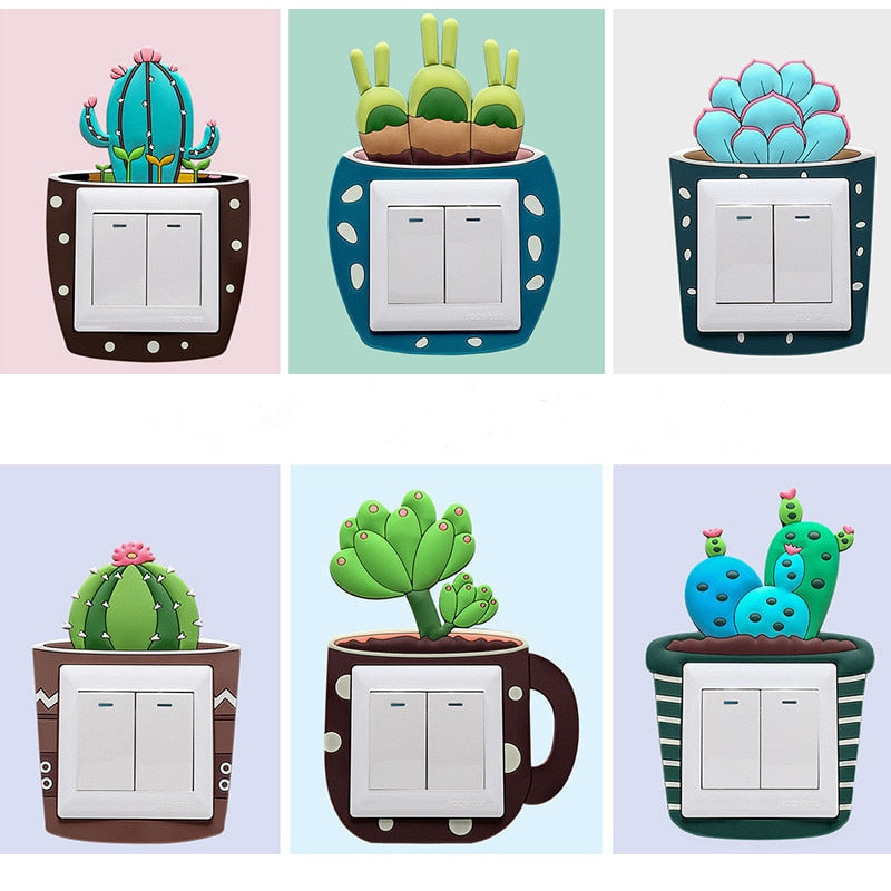 Lisslune | Luminous Cactus Socket Cover Sticker