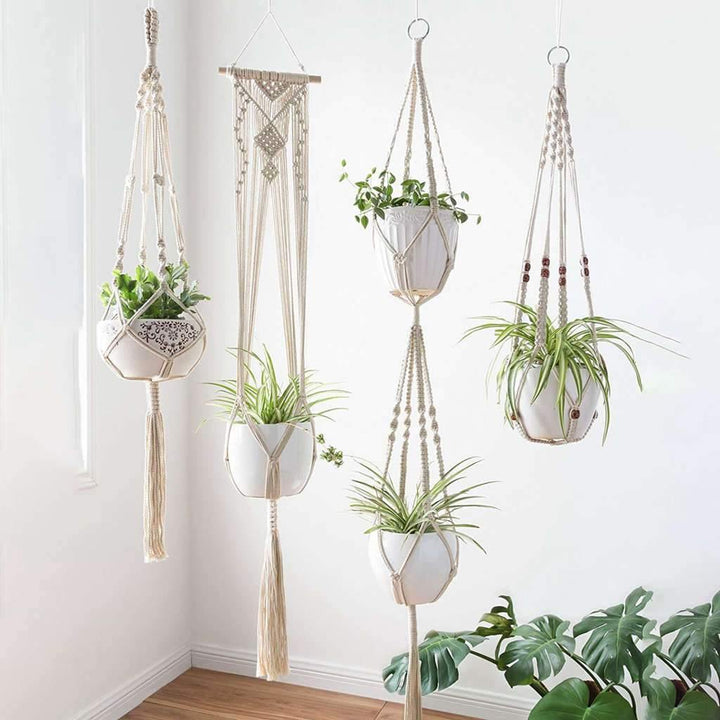 Lisslune | 4-piece handmade Boho macrame plant hanger set