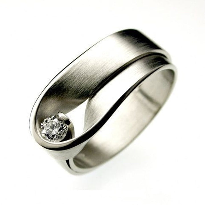 Lisslune | Korean New Design Simple Chic Silver Color  White Zircon Ring for Women