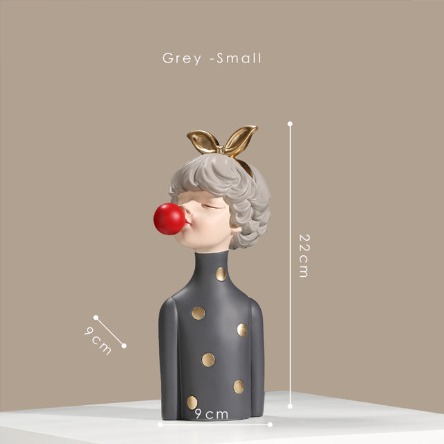 Lisslune | Nordic Bubble Bow-Knot Girl Sculpture Home Decor