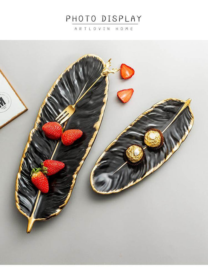 Lisslune | Creative Gold Color Ceramic Plate Set