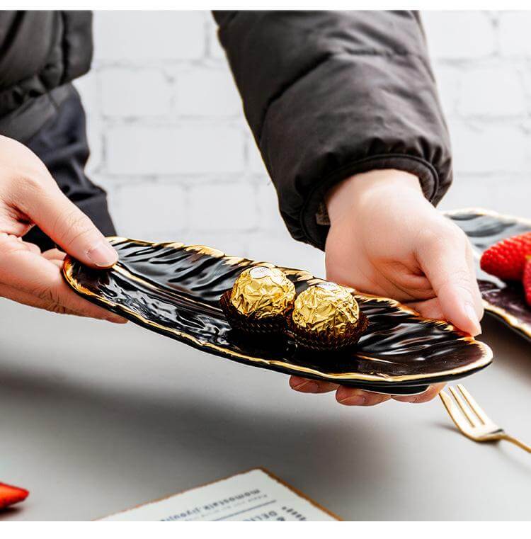 Lisslune | Creative Gold Color Ceramic Plate Set