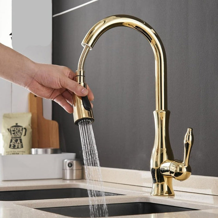 Lisslune | Modern Pull-Out Kitchen Mixer Tap – Stainless Steel 360° Swivel with Extendable Spray Head