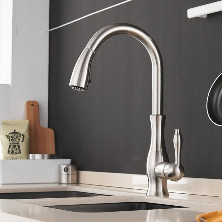 Lisslune | Modern Pull-Out Kitchen Mixer Tap – Stainless Steel 360° Swivel with Extendable Spray Head