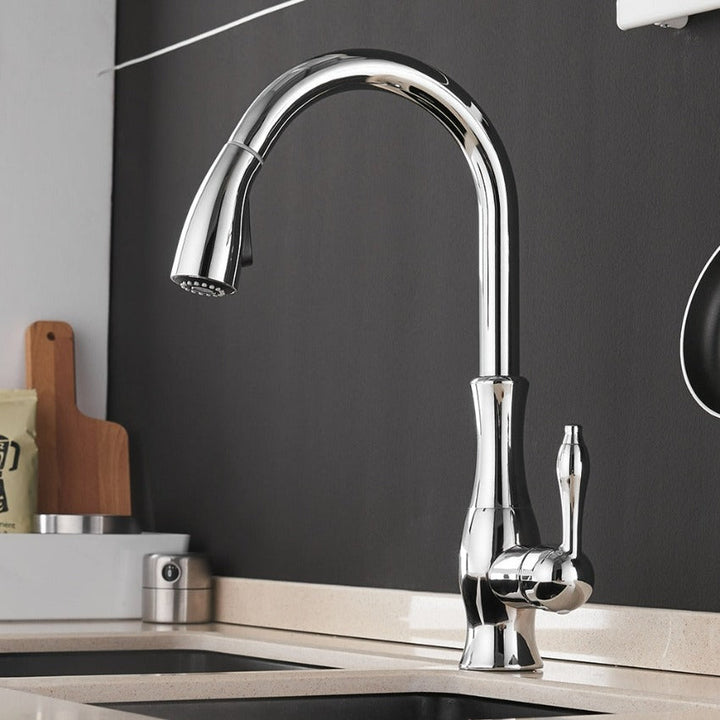 Lisslune | Modern Pull-Out Kitchen Mixer Tap – Stainless Steel 360° Swivel with Extendable Spray Head