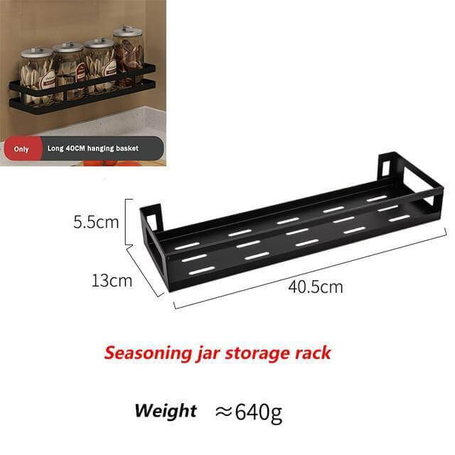 Lisslune | Mat Black No Drill Metal Kitchen Storage