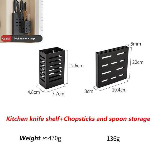 Lisslune | Mat Black No Drill Metal Kitchen Storage