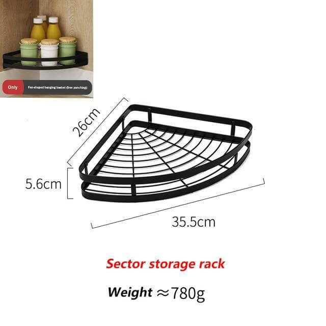 Lisslune | Mat Black No Drill Metal Kitchen Storage