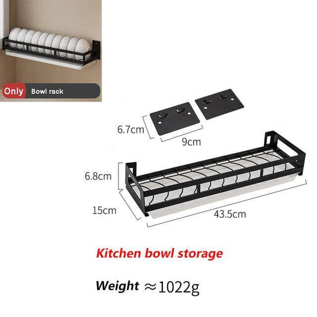 Lisslune | Mat Black No Drill Metal Kitchen Storage
