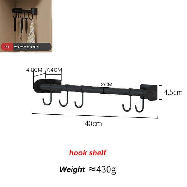 Lisslune | Mat Black No Drill Metal Kitchen Storage