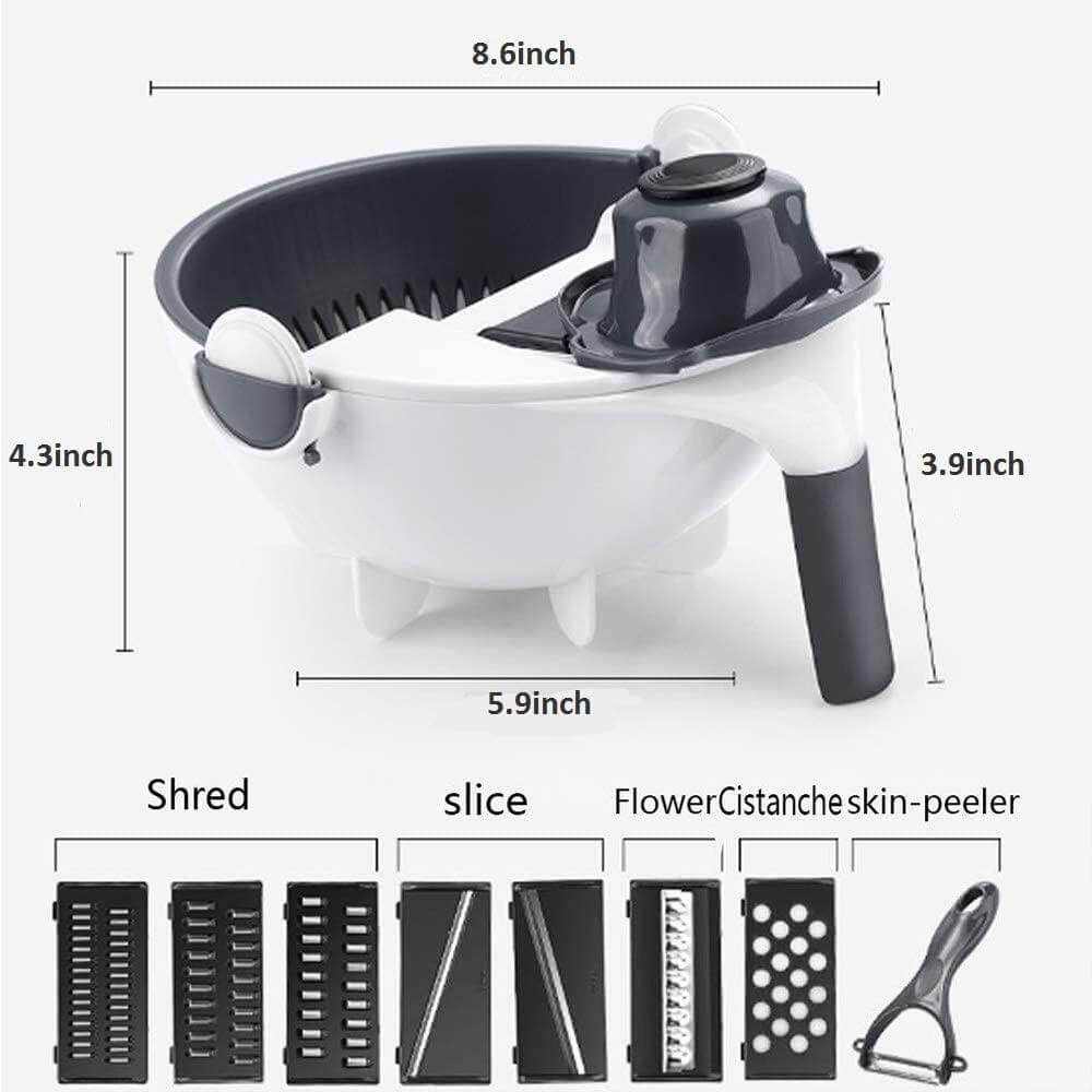 Lisslune | Multifunctional Rotate Vegetable Cutter With Drain Basket