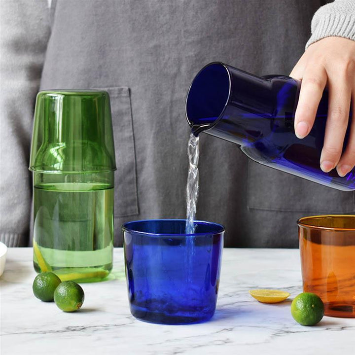 Lisslune | Water jug and glass set made of colored glass