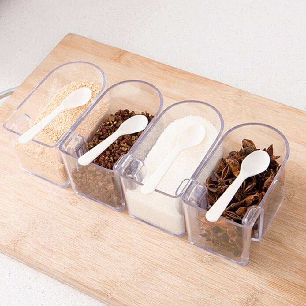 Lisslune | Layered Wall Mounted Rotating Seasoning Storage Organizer Boxes