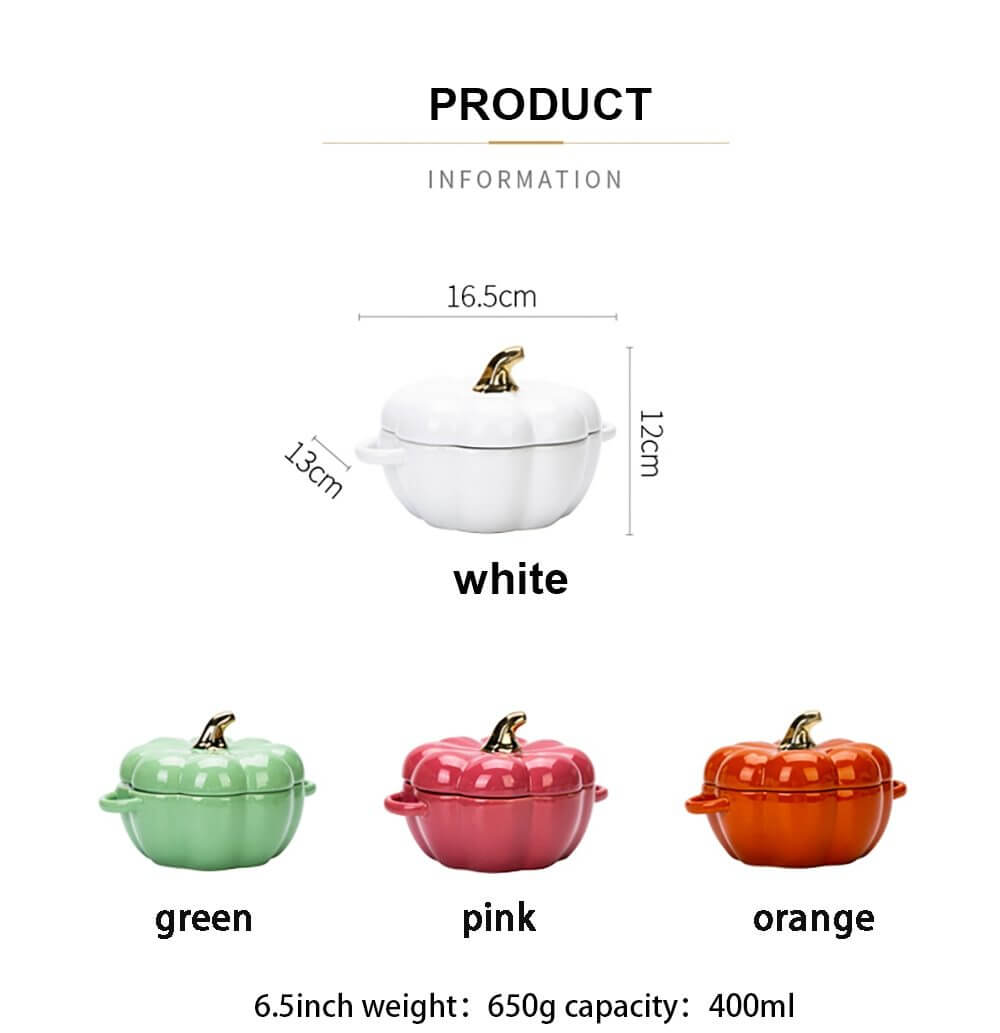 Lisslune | Pumpkin Shape Baking Bowl With Glazed Lid