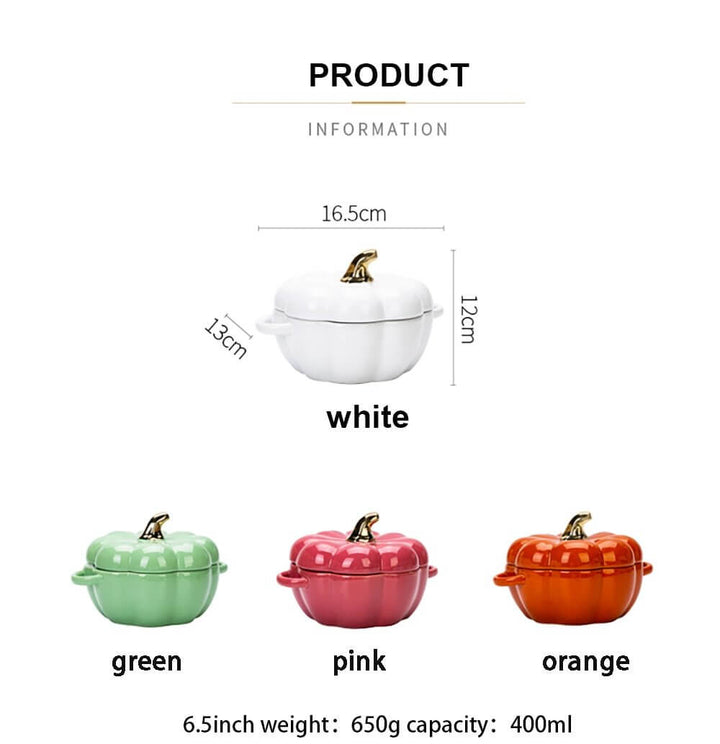 Lisslune | Pumpkin Shape Baking Bowl With Glazed Lid