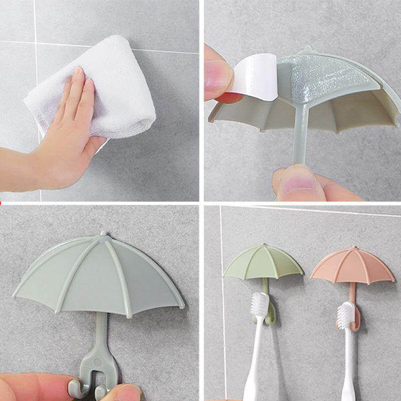 Lisslune | 3pcs Set Cute Umbrella Toothbrush Hook